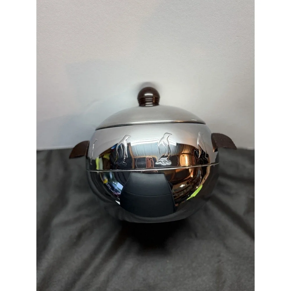 Vintage West Bend Stainless Steel Penguin Hot & Cold Server Chrome Ice Bucket